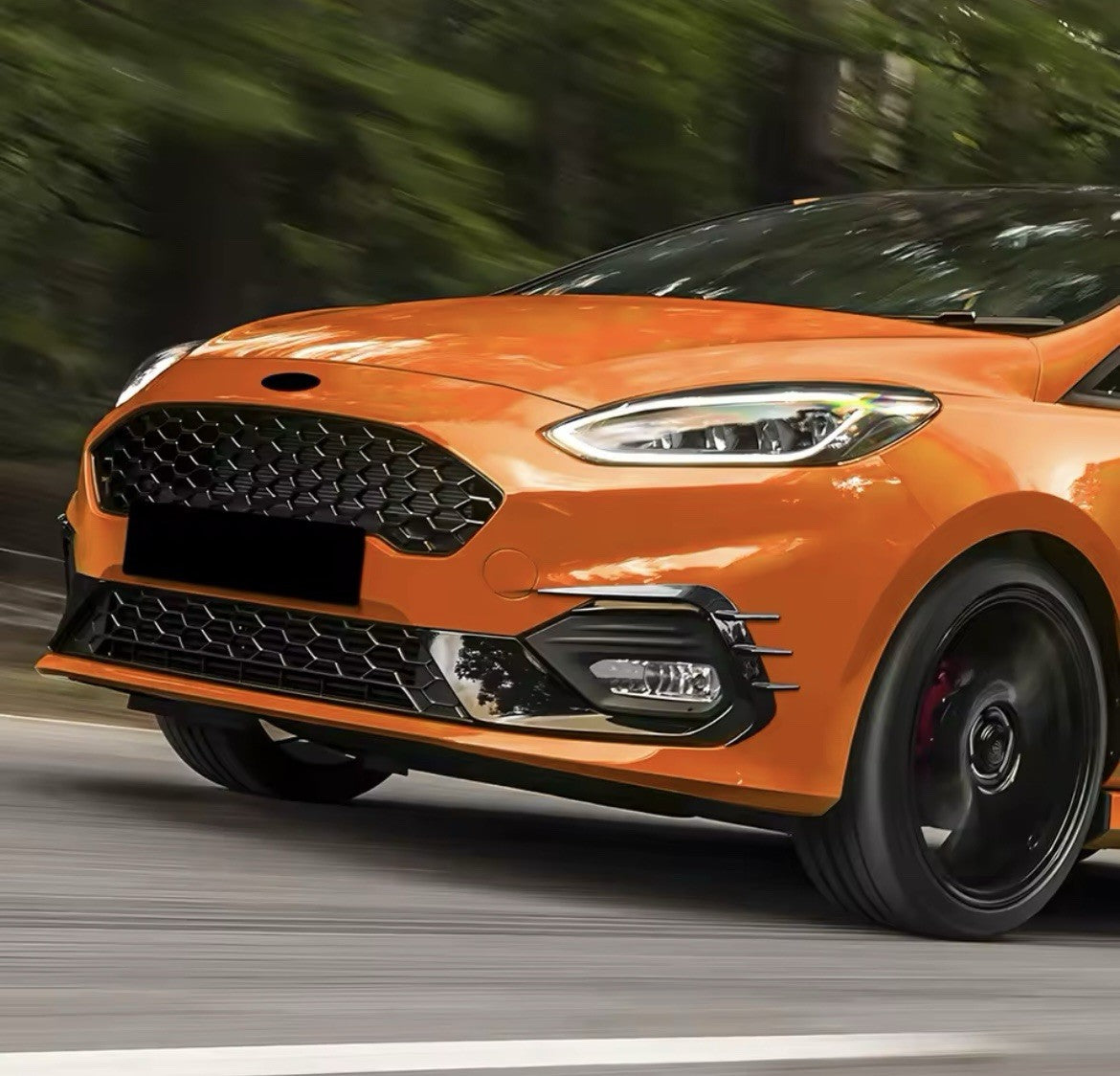 Ford Fiesta MK8 ST Line Gloss Black Front Bumper Canards Aero Kit Accents 2pcs