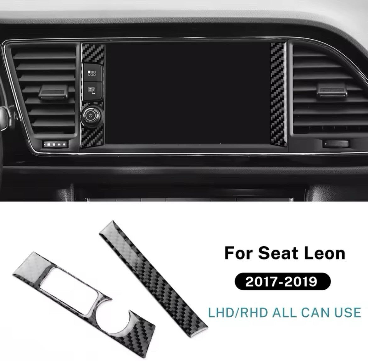 Seat Leon 2017-2019 Carbon Fibre Central Dash Screen Satnav Surround Trim Cover