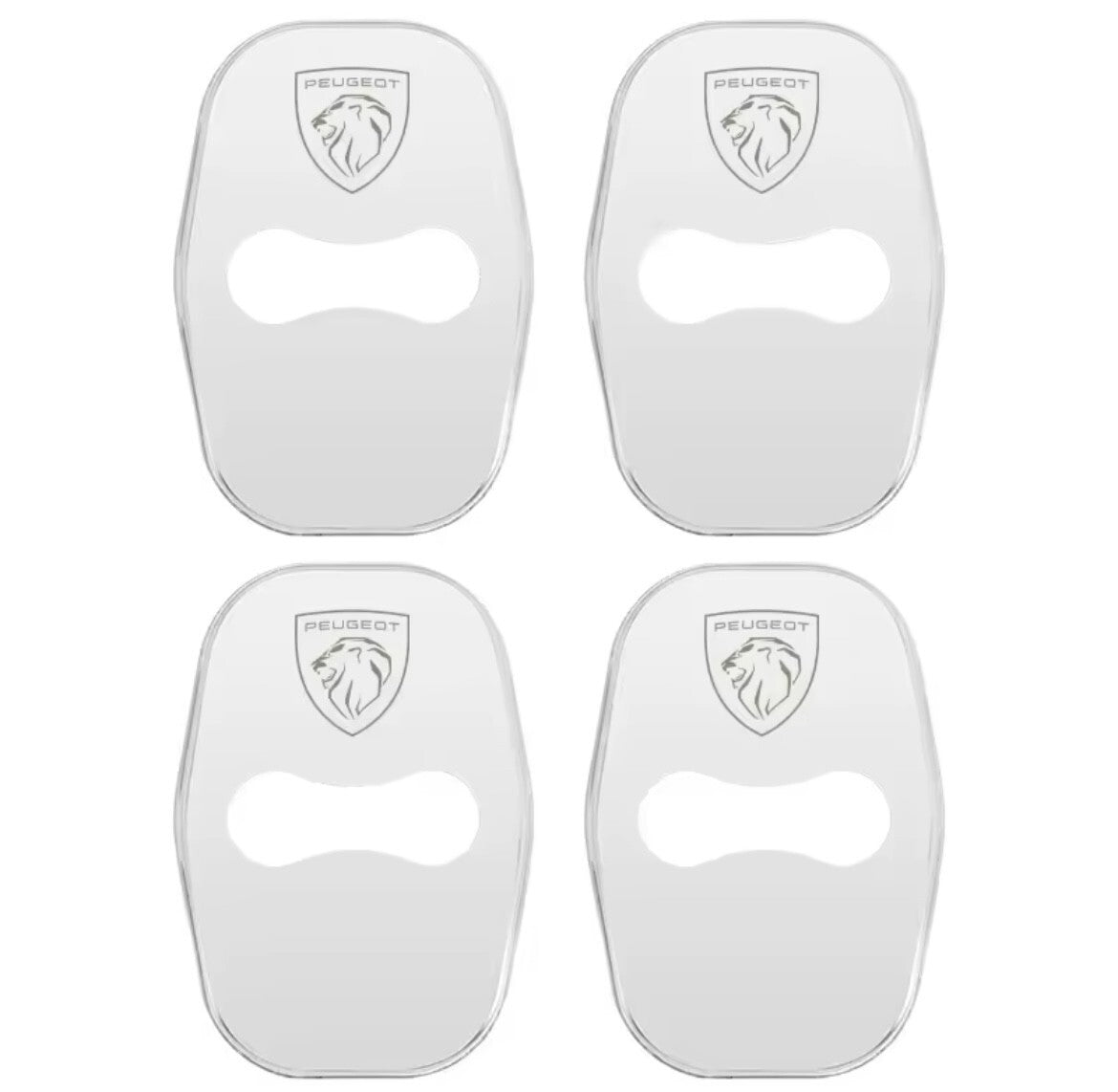 Peugeot Silver Stainless Steel Door Lock Catch Protector Covers Accessories 4pcs