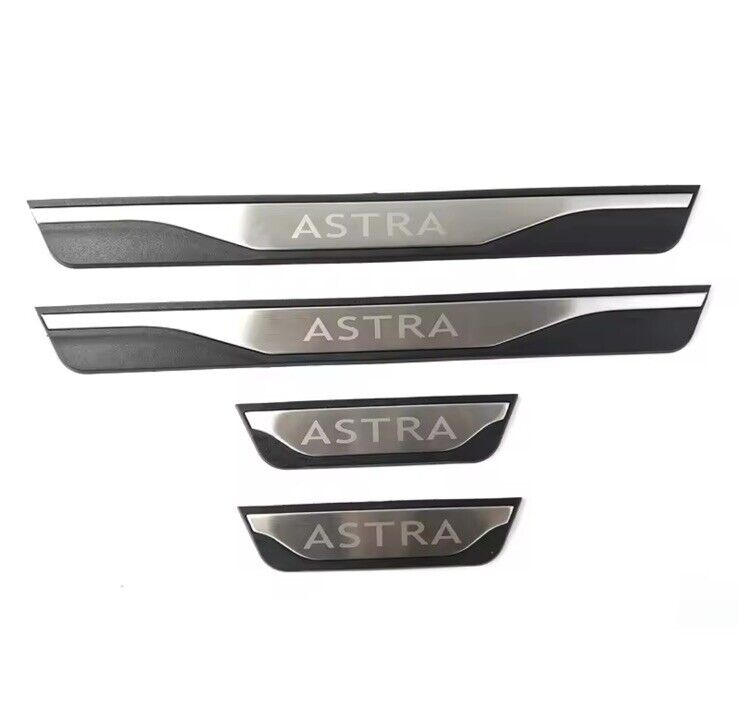 Vauxhall Astra Stainless Steel Door Sill Protector Strips Scuff Plates Chrome x4