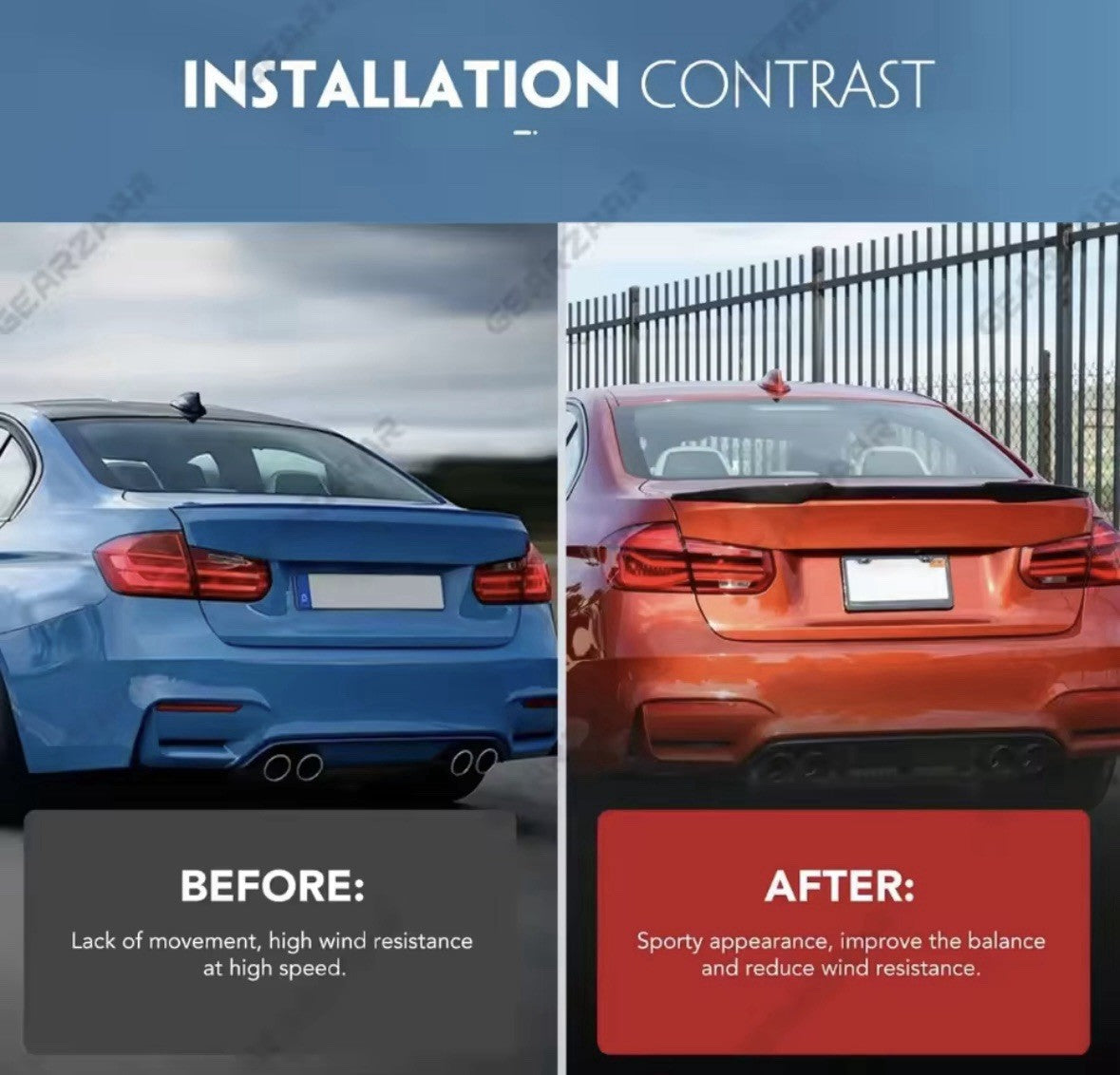 BMW 3 Series F30 F35 & M3 F80 Carbon Fiber Look CS Style Boot Trunk Spoiler Lip