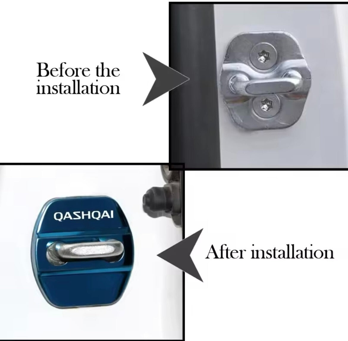 Nissan Qashqai Silver Stainless Steel Door Lock Protector Covers Accessories 4pc