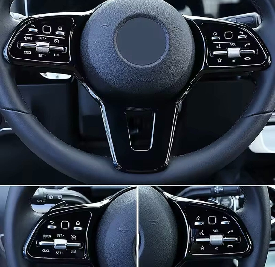 Mercedes A B C E Class CLA GLA GLC GLE 2019-2022 Gloss Black Steering Wheel Trim