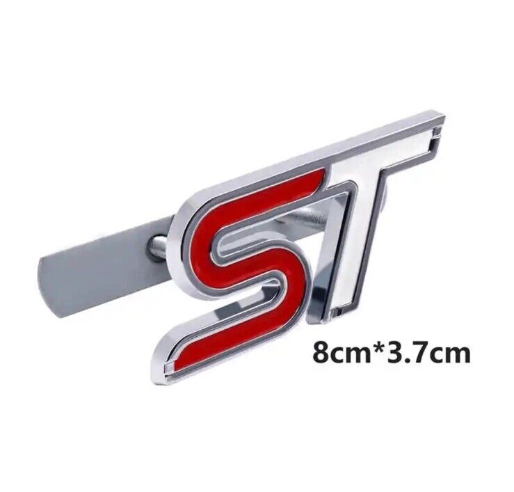Ford ST Badge Red & White Two Tone Front Grille Badge 3D Metal Fiesta Focus