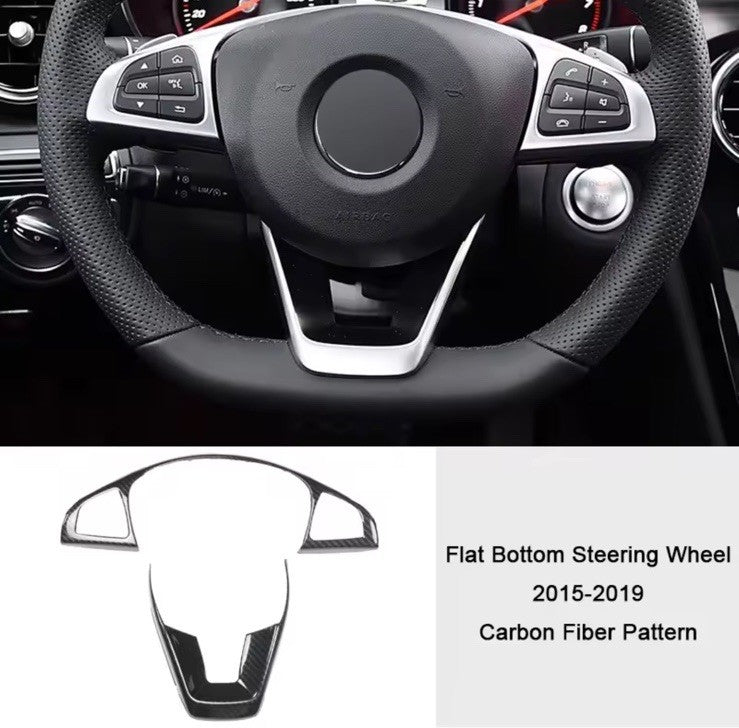 Mercedes C E Class GLC 2015-2019 Carbon Fibre Effect Steering Wheel Trim Cover