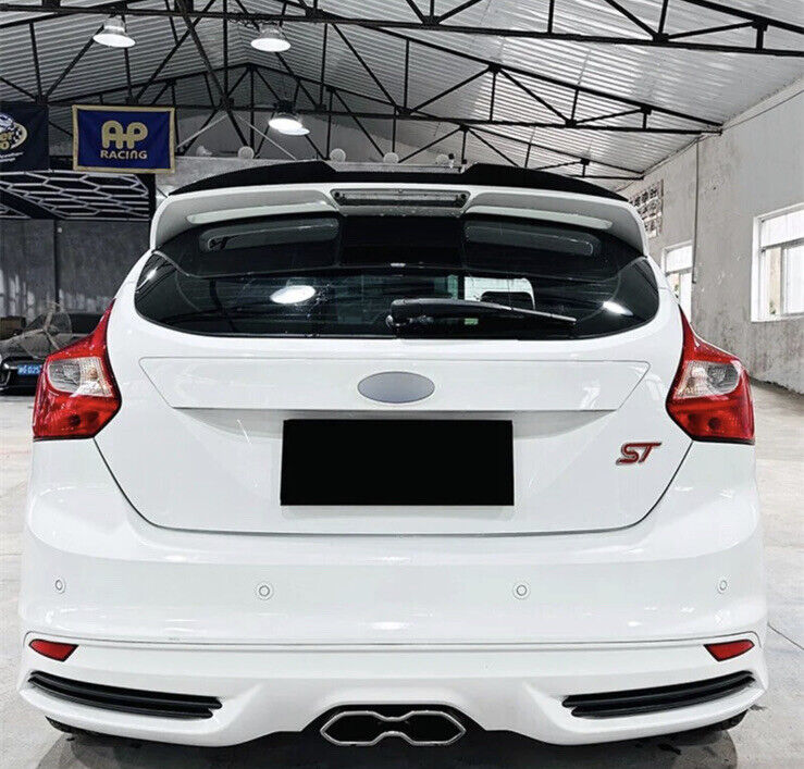 Ford Focus ST MK3 MK3.5 Gloss Black Spoiler Extension Rear Wing Lip