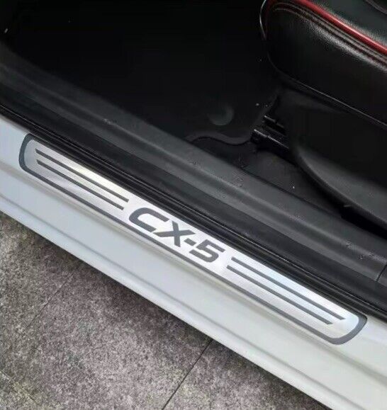 Mazda CX-5 Stainless Steel Door Sill Protector Strips Scuff Plates Chrome 4pcs