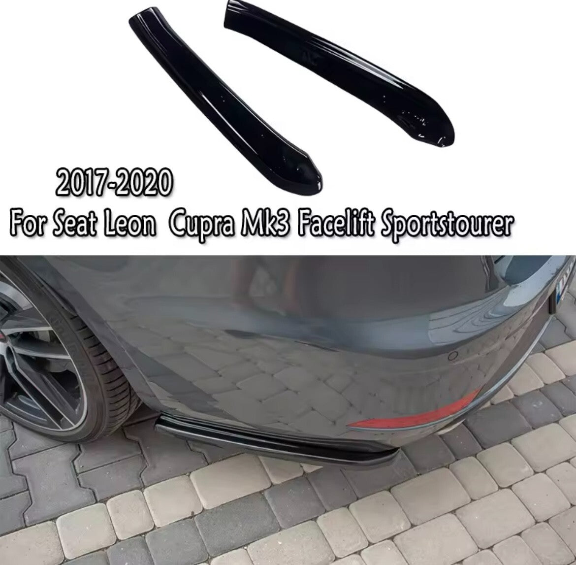Seat Leon MK3 Cupra ST 2017-20 Gloss Black Rear Spats Rear Bumper Side Splitters