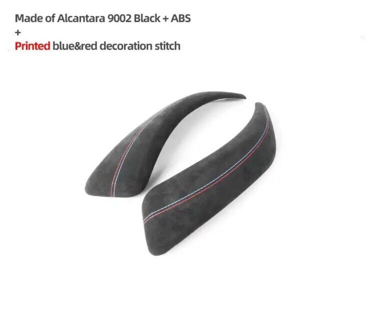 BMW 1 2 Series Black Alcantara Interior Door Grab Handle Trim Covers 2pcs