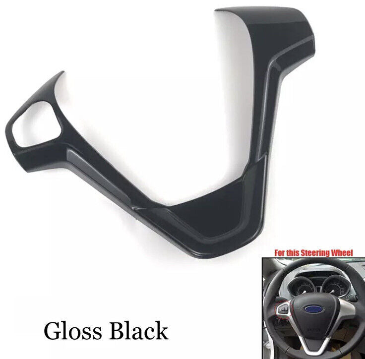 Ford Fiesta MK7 MK7.5 2009-2017 Gloss Black Steering Wheel Trim Cover