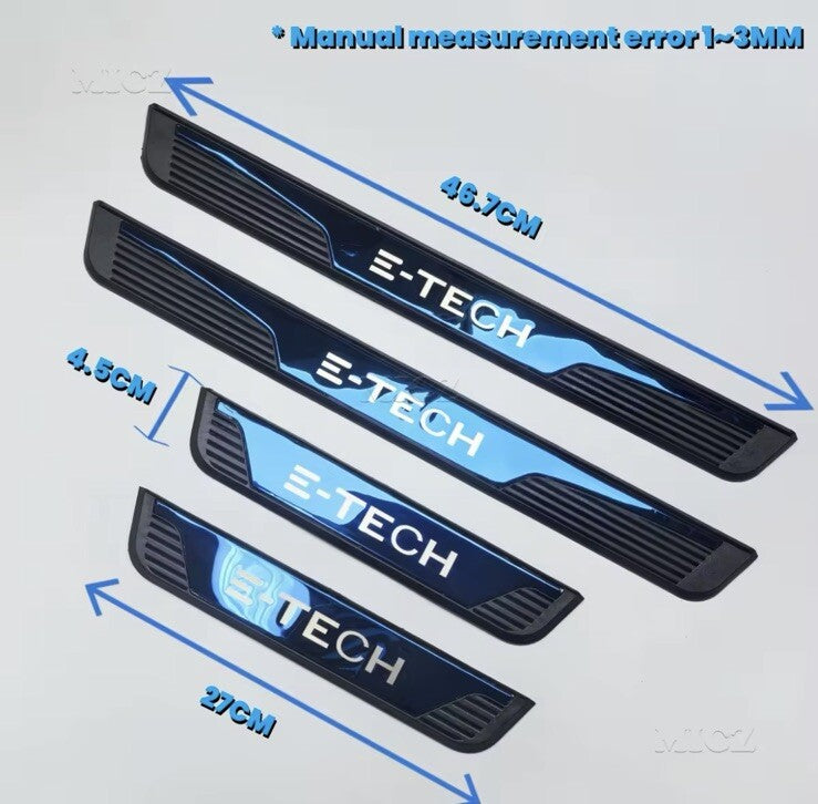 Renault E-Tech 2019-2024 ABS + Blue Stainless Steel Door Sill Protectors 4pcs