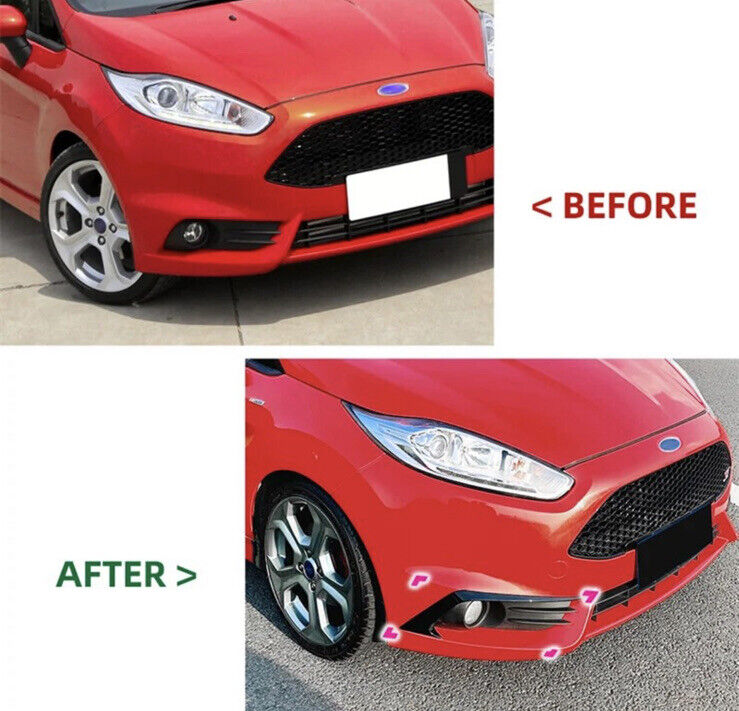 Ford Fiesta ST MK7.5 Gloss Black Front Bumper Canards Aero Kit Accents 2pcs