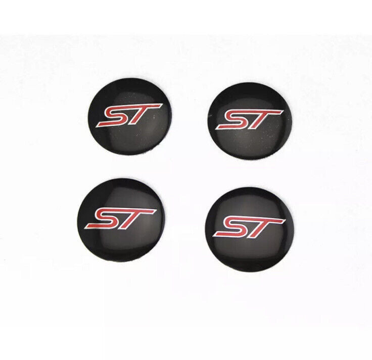 Ford Fiesta Focus ST 56mm Wheel Centre Cap Overlay Cover 4pcs Black & Red