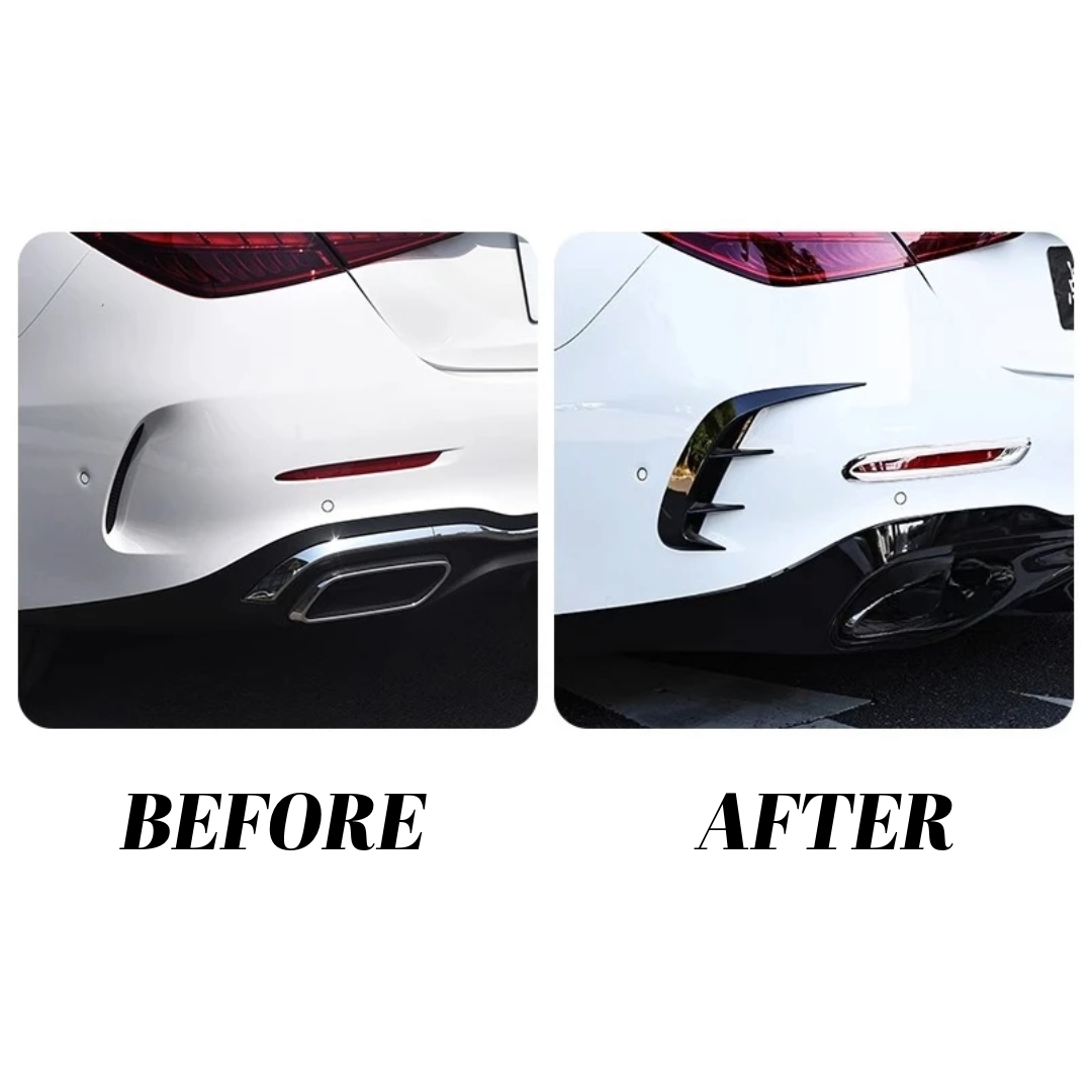 Gloss Black Rear Bumper Grille Vent Canards For Mercedes C Class W206 2022+