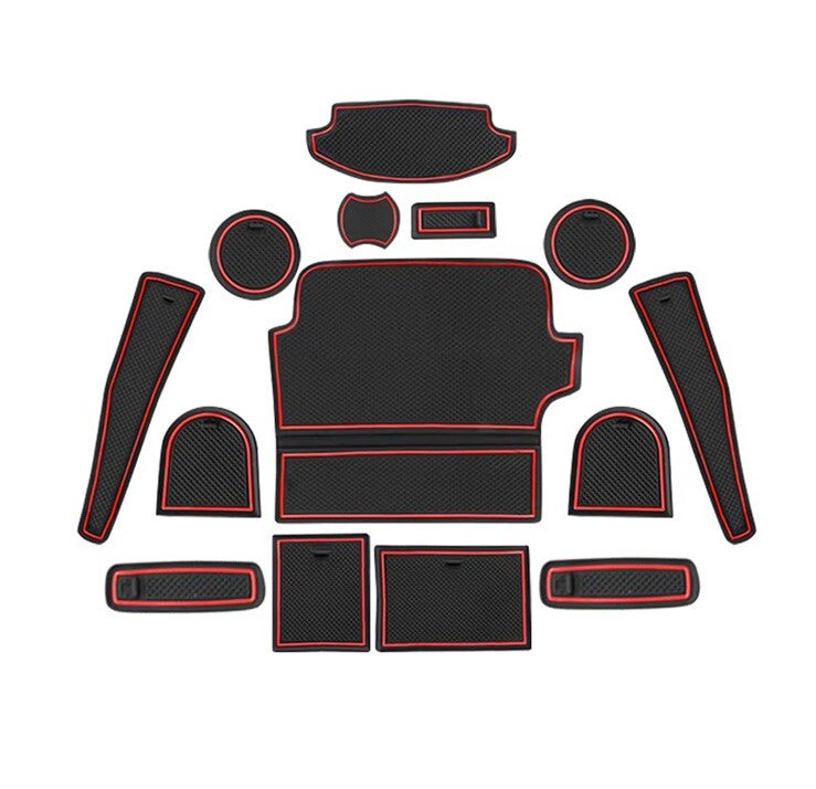 Ford Fiesta MK8 2018-2022 Interior Trim Anti Slip Rubber Mats Black Red 14pcs