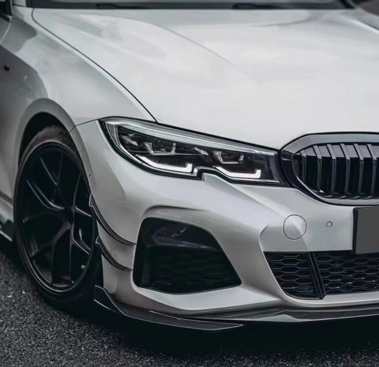 BMW 3 Series G20 G21 2019-2022 Gloss Black Front Bumper Side Canards Fins 4pcs