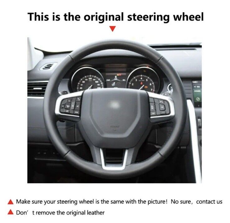Leather Steering Wheel Cover Self Stitch For Land Rover Discovery Sport 2015-18