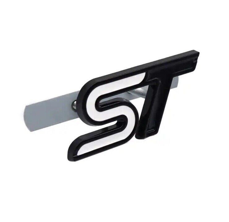 Ford ST Badge Black & White Two Tone Front Grille Badge 3D Metal Fiesta Focus