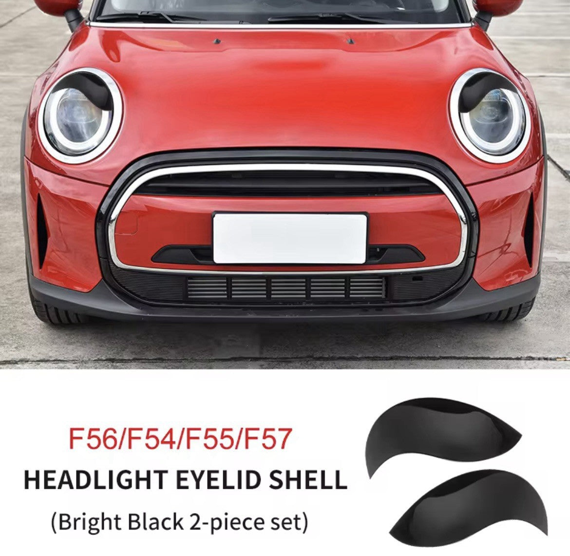 Mini Cooper F54 F55 F56 F57 Gloss Black Headlight Eyelids Eyebrows 2pcs