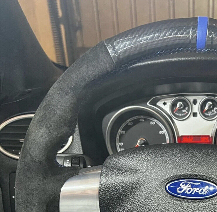Ford Focus RS ST Suede & Carbon Fibre Steering Wheel Cover Focus Mk2 2005-2011