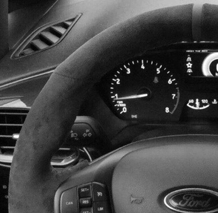 Ford Focus MK4 ST ST Line Suede Steering Wheel Cover Self Stitch Stealth Black