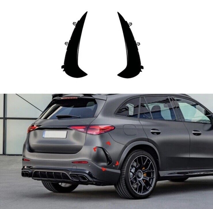 Mercedes GLC Class X254 2023+ Rear Bumper Grille Vent Canards Gloss Black 2pcs