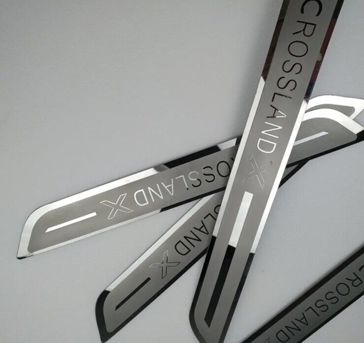 Vauxhall Crossland X Stainless Steel Door Sill Protector Strips Scuff Plates 4pc