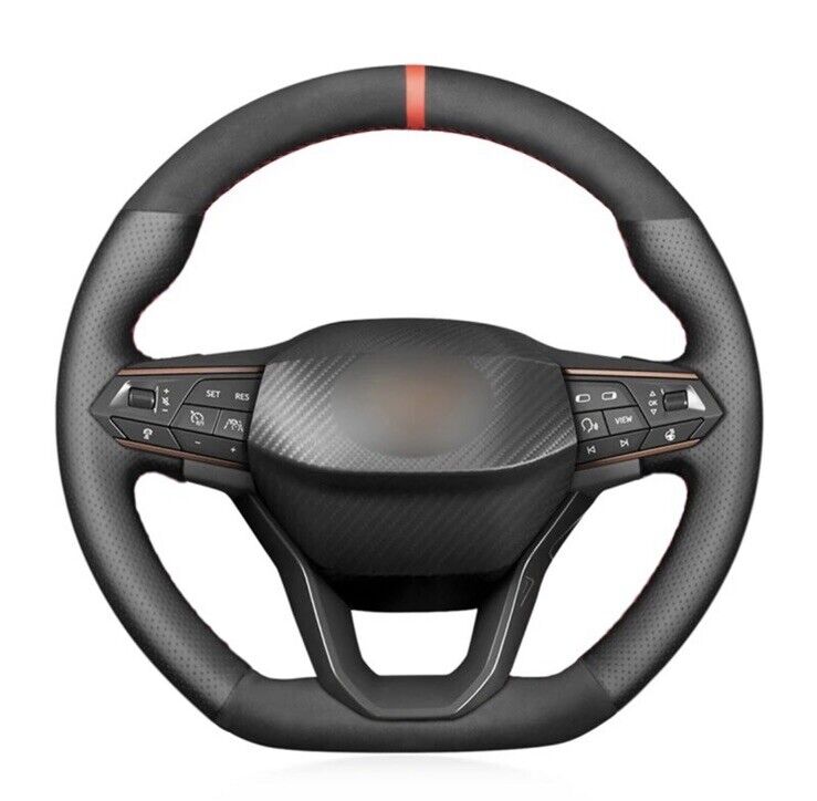 Seat Cupra Leon Ateca Tarraco Suede & Leather Steering Wheel Cover Self Stitch