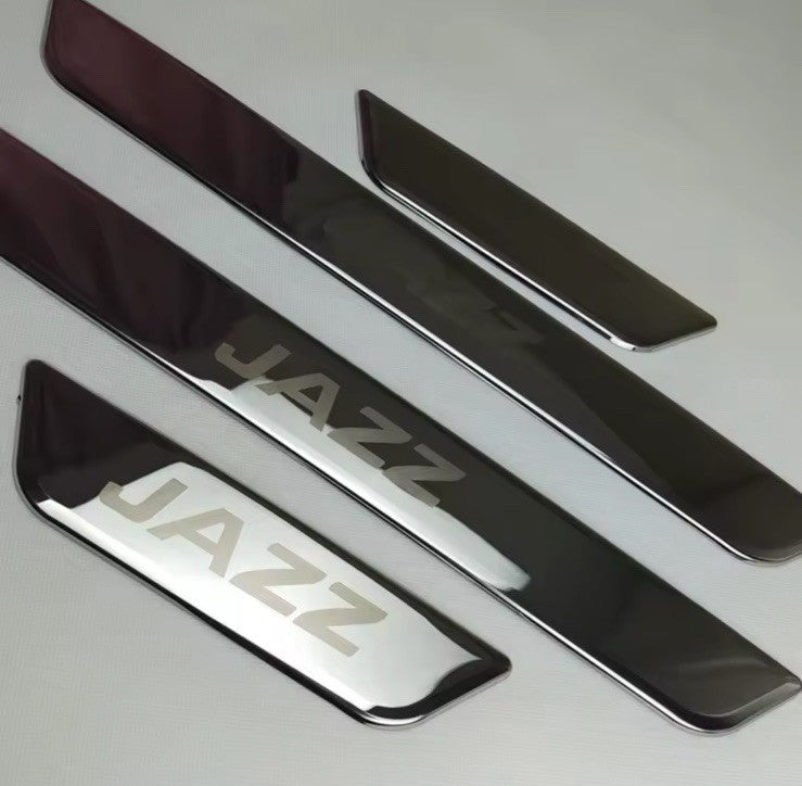 Honda Jazz Stainless Steel Door Sill Protector Strips Scuff Plates Chrome 4pcs