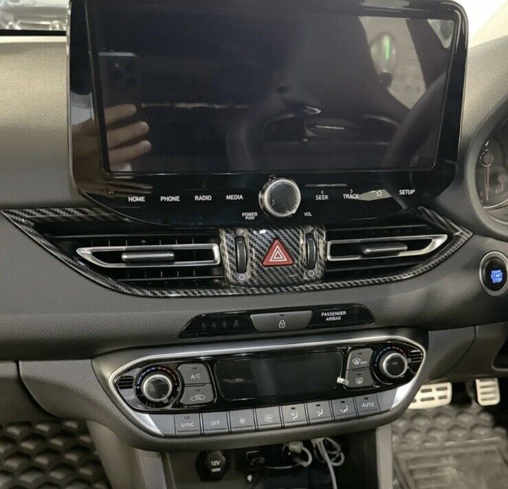 Carbon Fibre Effect Centre Dash Air Vent Surround Overlay For Hyundai I30 N MK3
