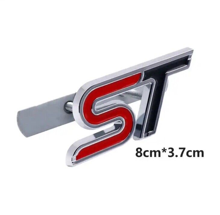 Ford ST Badge Black & Red Two Tone Front Grille Badge 3D Metal Fiesta Focus