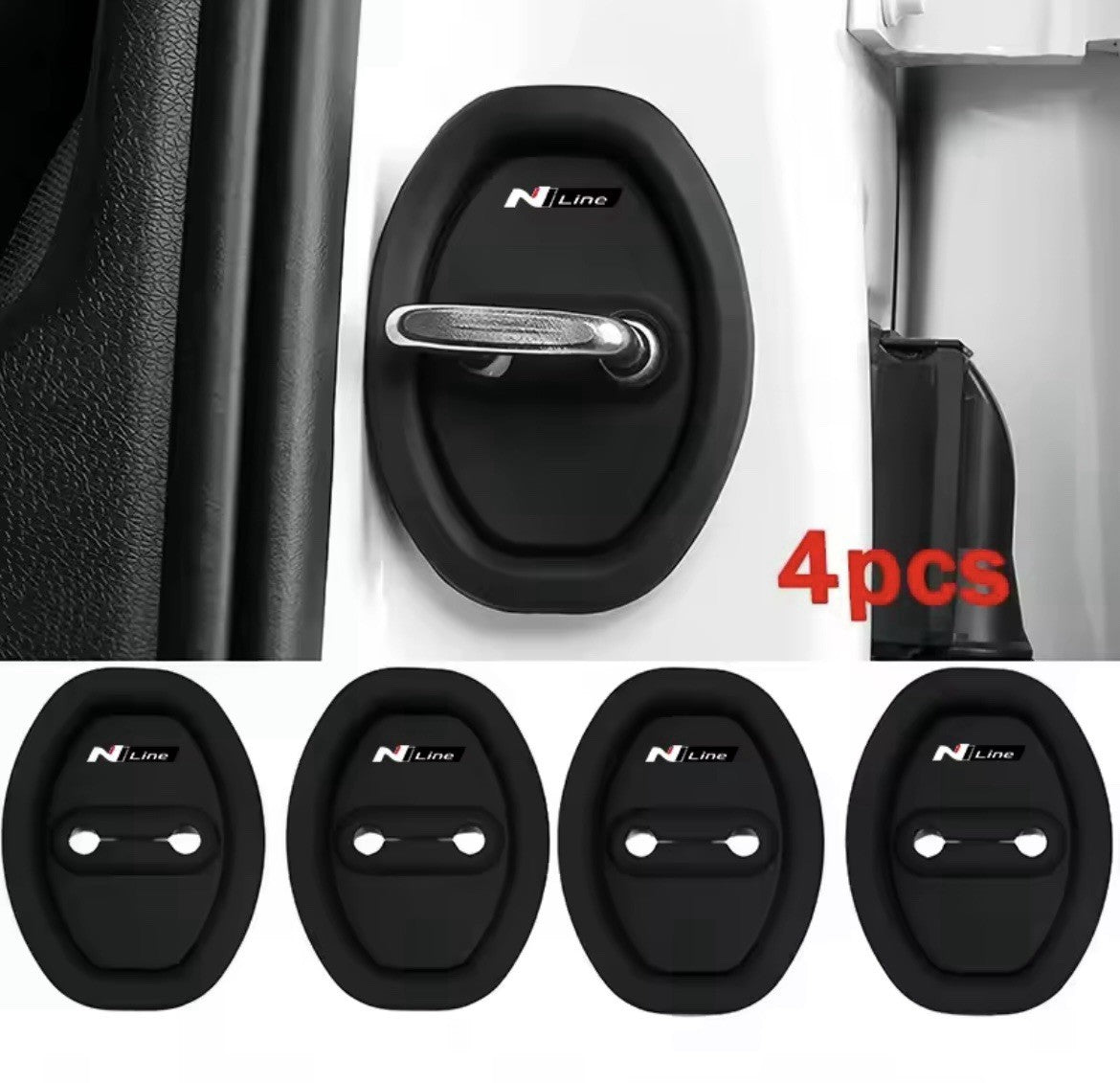 Hyundai N Line Black Silicone Door Lock Protector Covers i10 i20 i30 Tucson 4pcs