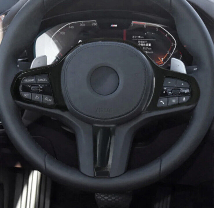 BMW 5 6 Series X3 X4 X5 X6 M Sport Gloss Black Steering Wheel Trim Cover 4pcs