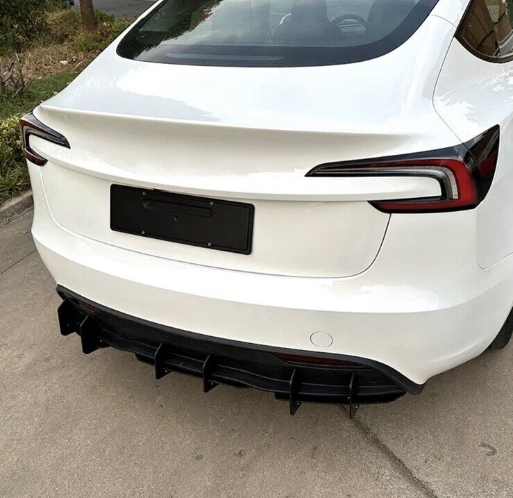 Tesla Model 3 2023+ Black Rear Diffuser Rear Bumper Diffuser 3 Piece Kit