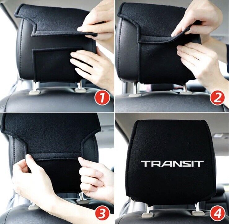 Ford Transit Headrest Cover Black & White For Ford Transit 2pcs