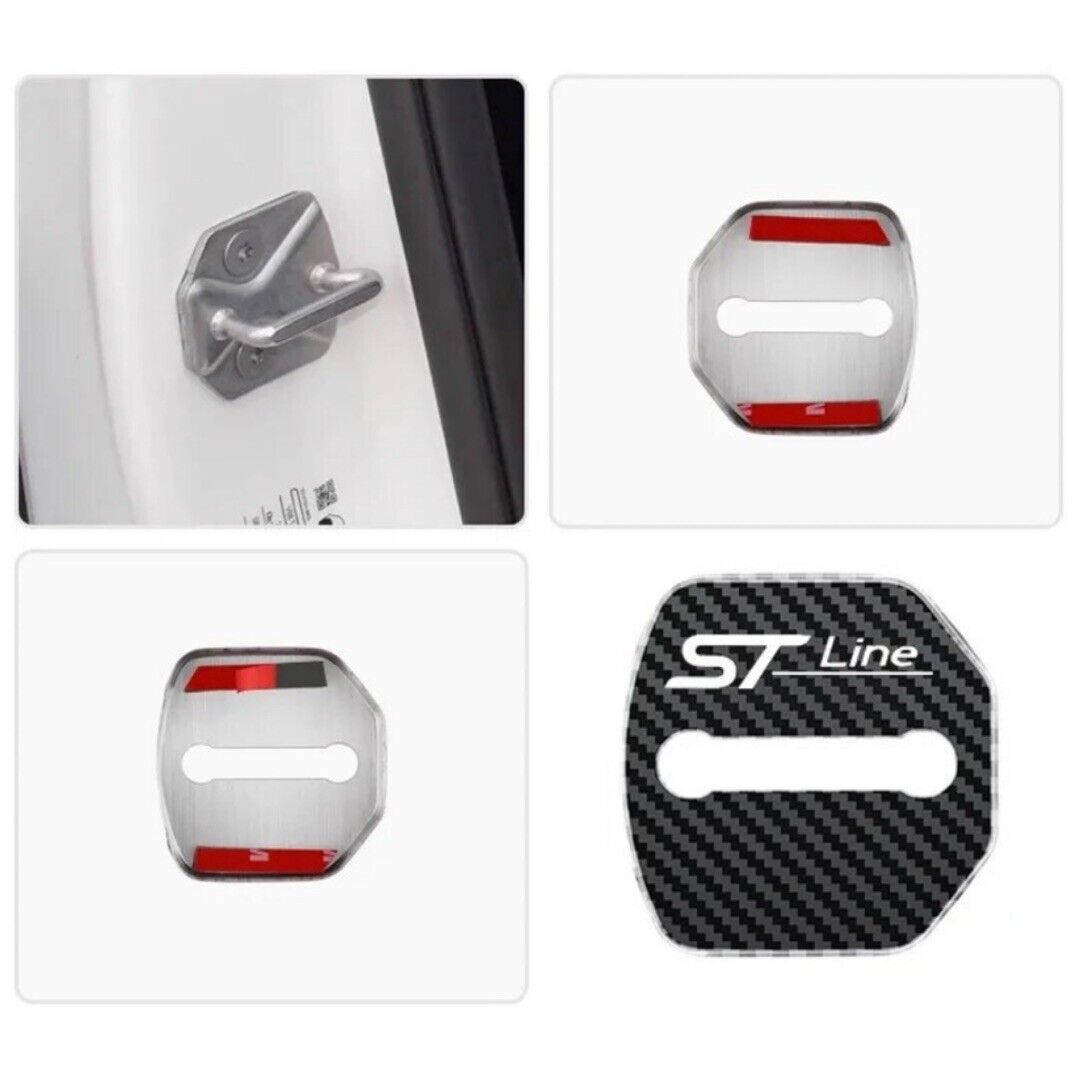 Ford ST Line Carbon Fibre Effect Door Lock Covers For Ford Fiesta Focus 4pcs