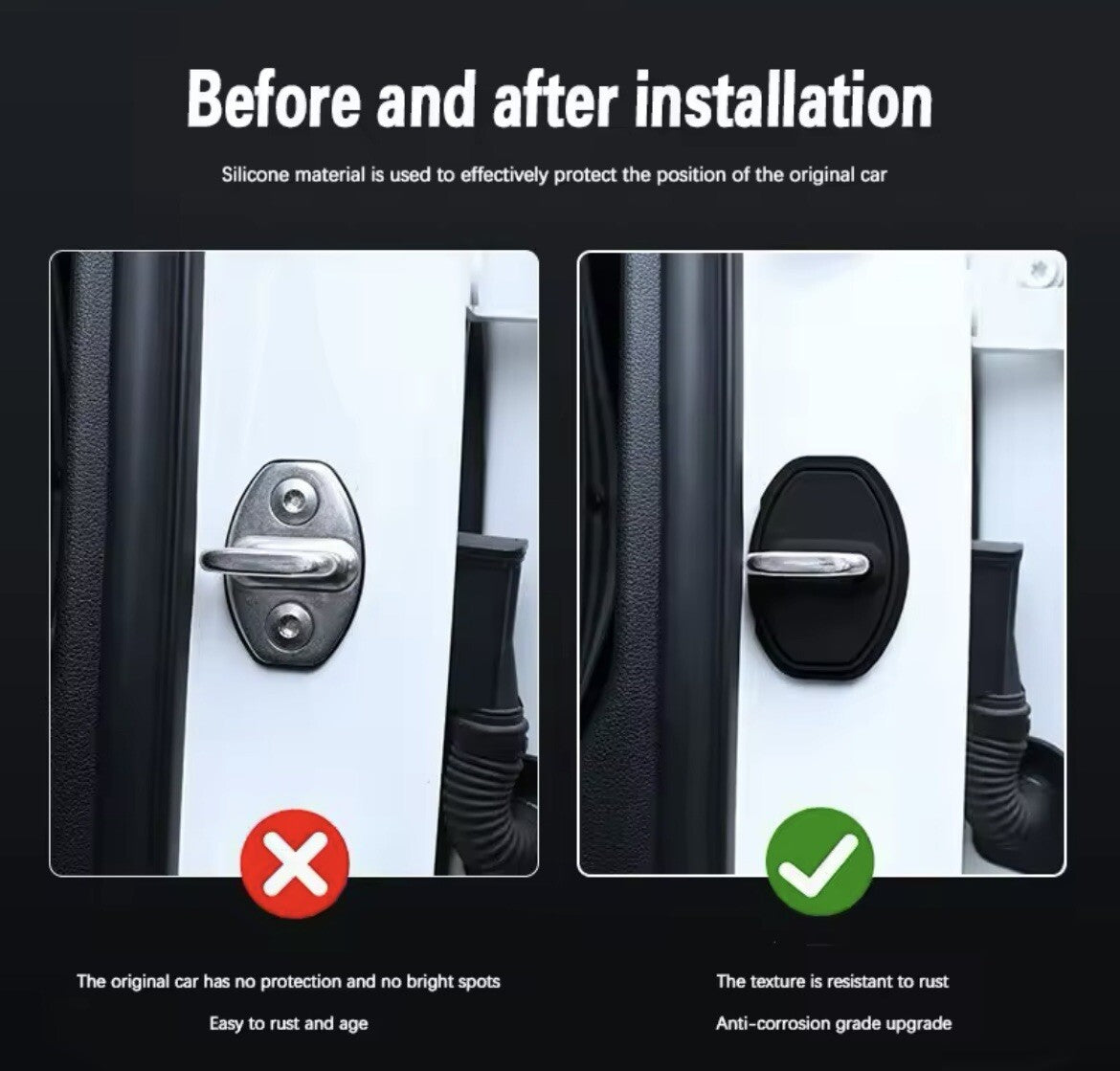 Seat Ibiza Black Silicone Door Lock Catch Protector Covers 2pcs
