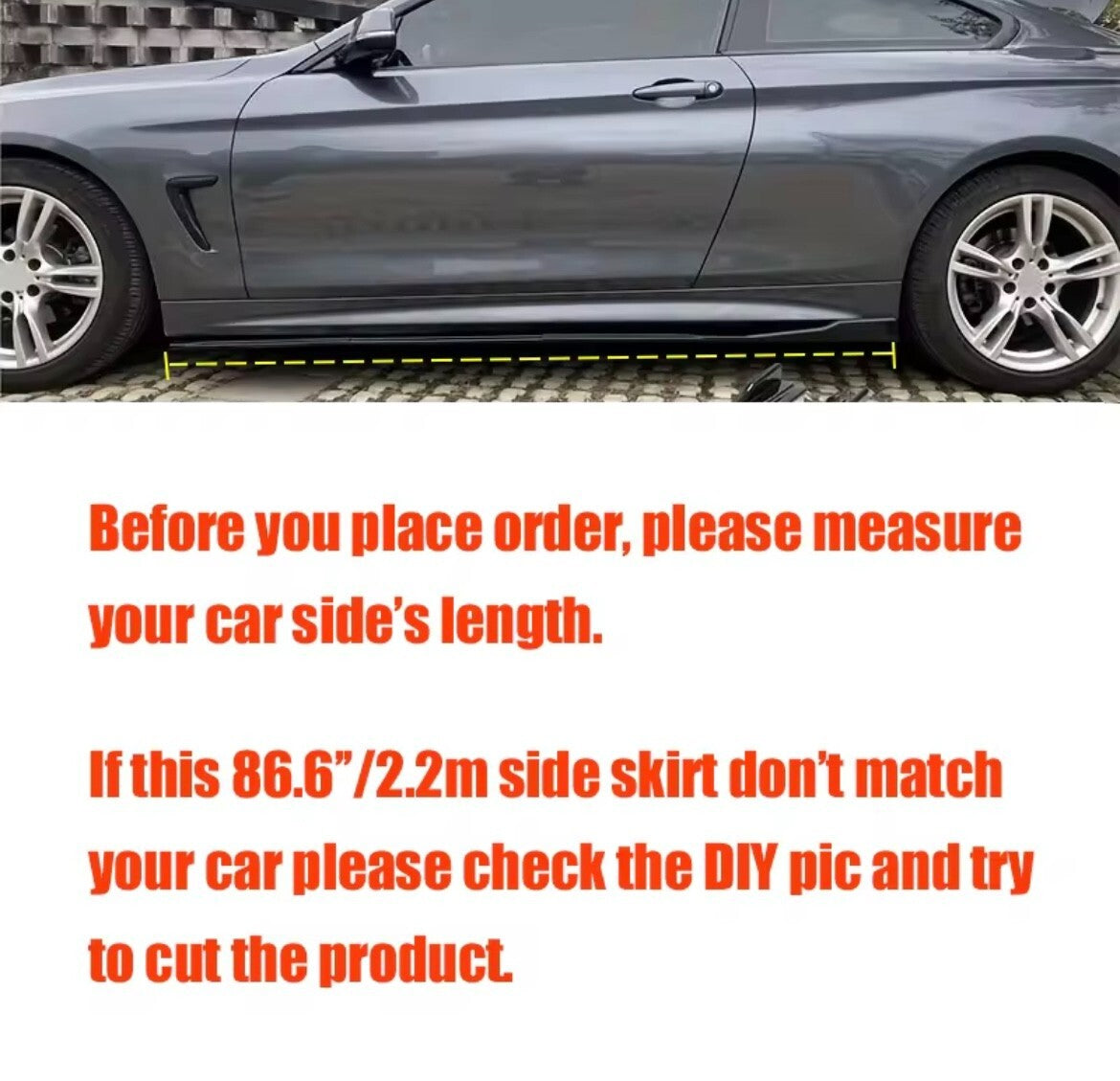 Mercedes C Class W205 2015+ 4 Door Gloss Black Side Skirts Extensions Universal