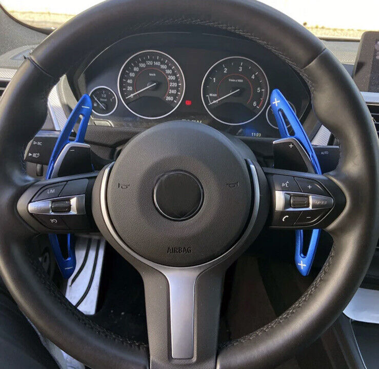 BMW 1 2 3 4 5 6 X Series Steering Wheel Paddle Shift Extensions Blue Aluminium