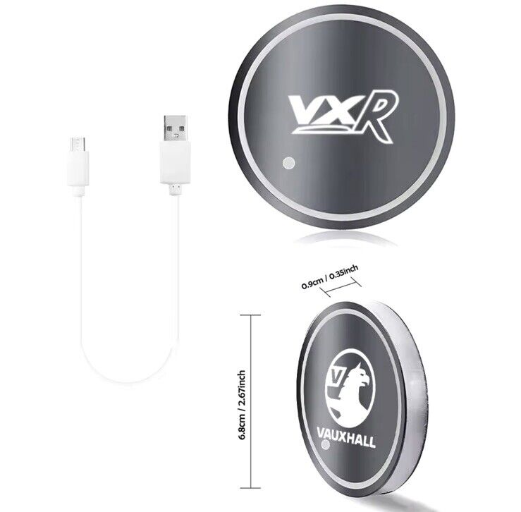 Vauxhall Wireless Light Up RGB LED Drink Coaster Mat For Vauxhall Astra Corsa