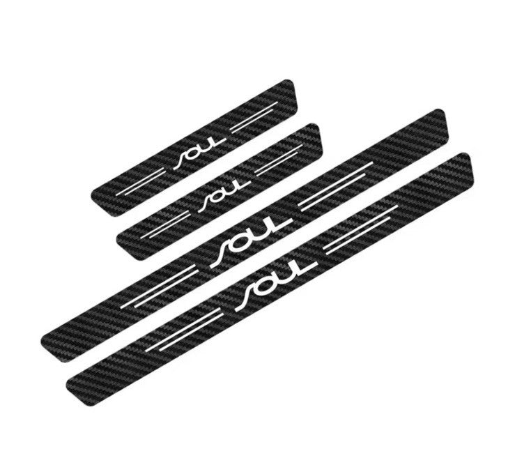 Kia Soul Carbon Fibre Effect Adhesive Door Sill Overlay Strips Vinyl 4pcs