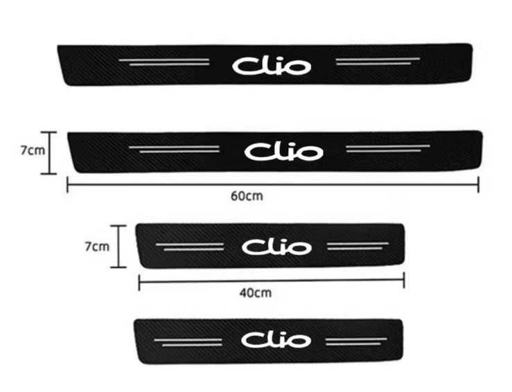 4pcs Renault Clio Car Door Sill Protective Strips Overlays Vinyl Carbon Effect