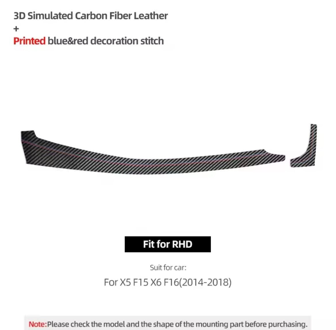 BMW X5 F15 X6 F16 2014-2018 Carbon Fibre Centre Dashboard Panel Trim Cover