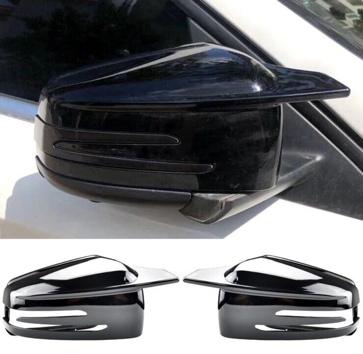Mercedes A B C CLA E GLA Class Gloss Black Wing Mirror Caps Covers Blade Style