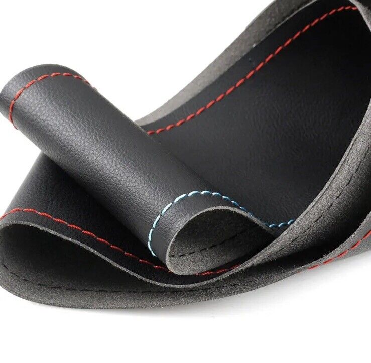 BMW 123456X Series M Sport Leather Steering Wheel Cover Self Stitch Red Blue