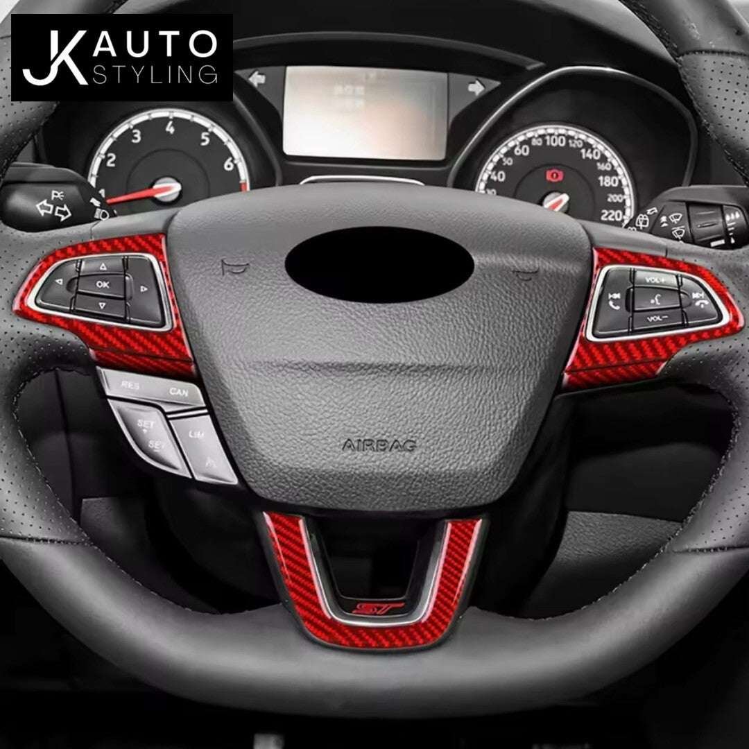 Ford Focus ST ST Line RS MK3.5 2015-2018 Red Carbon Fibre Steering Wheel Trim