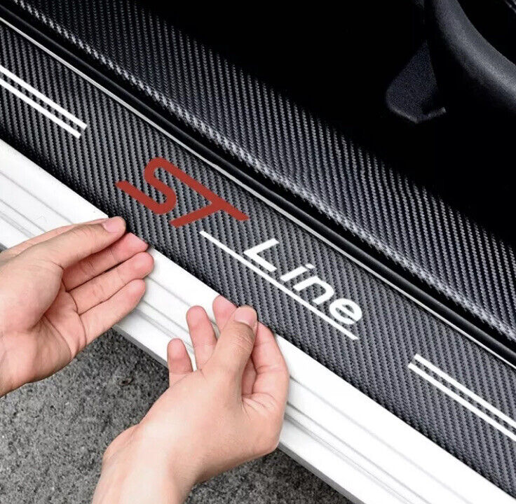 Ford ST Line Carbon Fibre Effect Adhesive Door Sill Overlay Strips Fiesta Focus