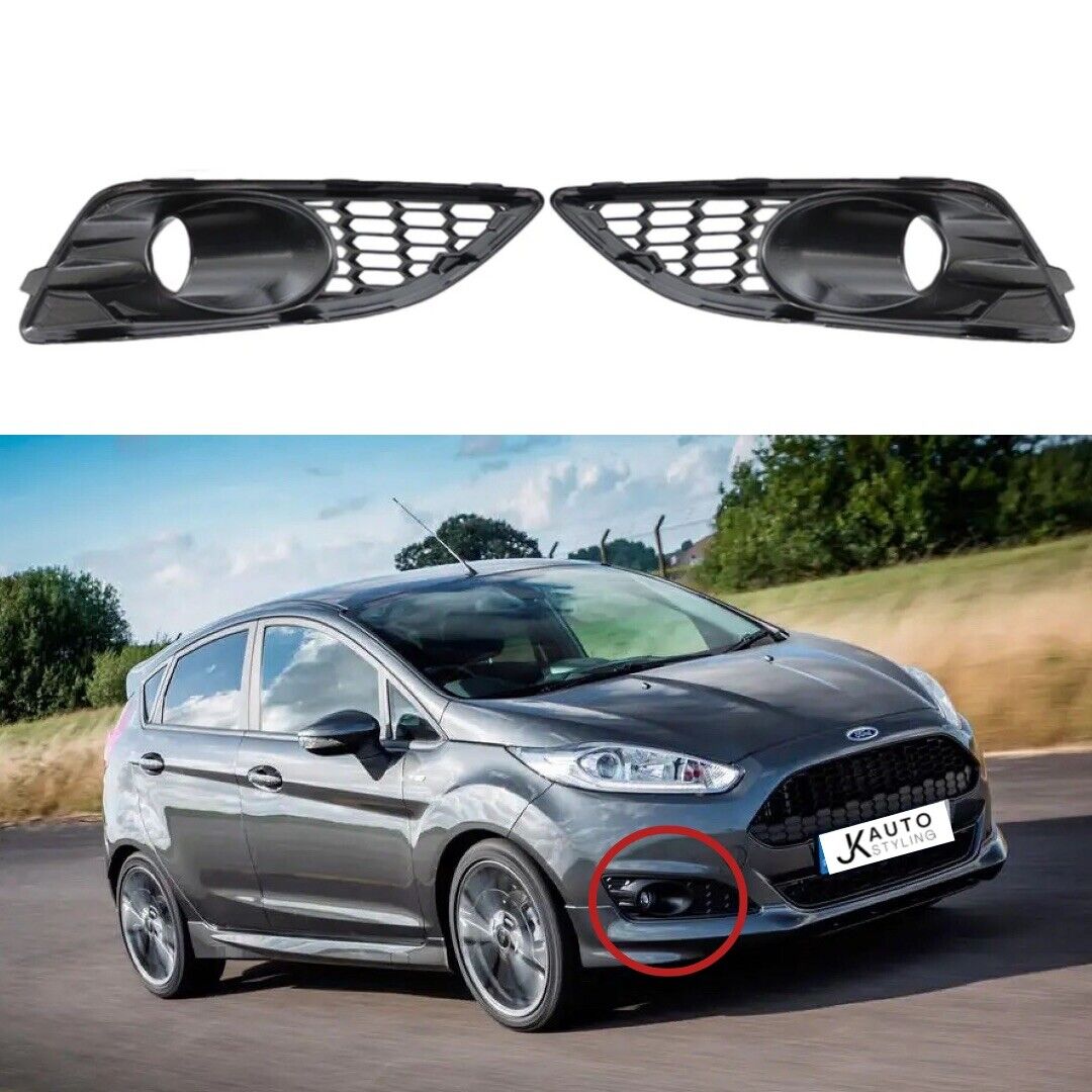 Gloss Black Front Fog Light Surrounds For Ford Fiesta MK7.5 2013-2017 2pcs