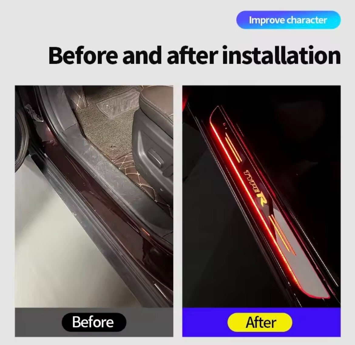 Honda Civic Type R LED Colour Change Door Sill Protector Strips USB Wireless RGB
