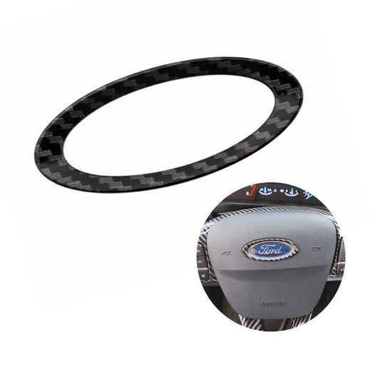 Carbon Fibre Effect Steering Wheel Badge Surround For Ford Fiesta Focus Ecosport
